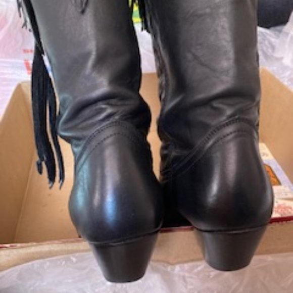 ⭐️ Host Pick ⭐️ Vintage Acme Miss Rodeo USA - Black Fringe Cowgirl Boots-Sz 6.5M - Picture 7 of 16